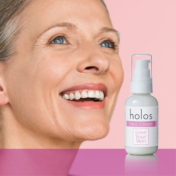 Holos Love Your Skin Face Cream 50ml with Frankicense & Rose woman's face