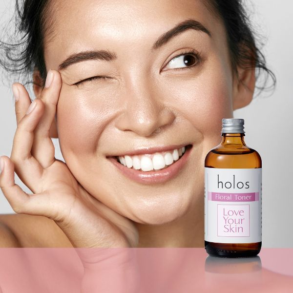 Holos Love Your Skin Floral Toner 100ml with Rose water smiling young woman